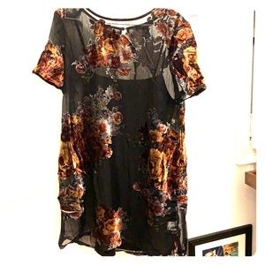 Sheer Floral Crushed-Velvet Minidress Forever21